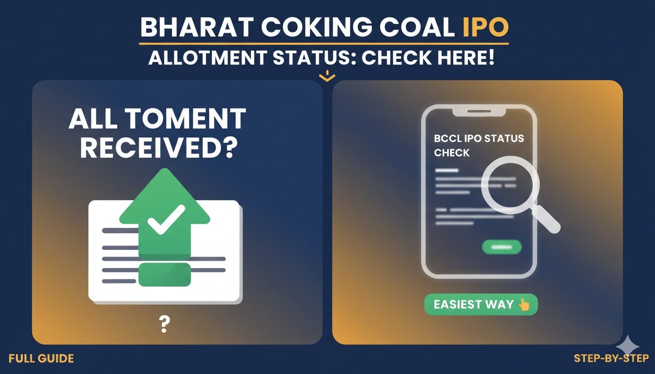 भारत कोकिंग कोल आईपीओ अलॉटमेंट चेक प्रोसेस दिखाती स्टॉक मार्केट स्क्रीन