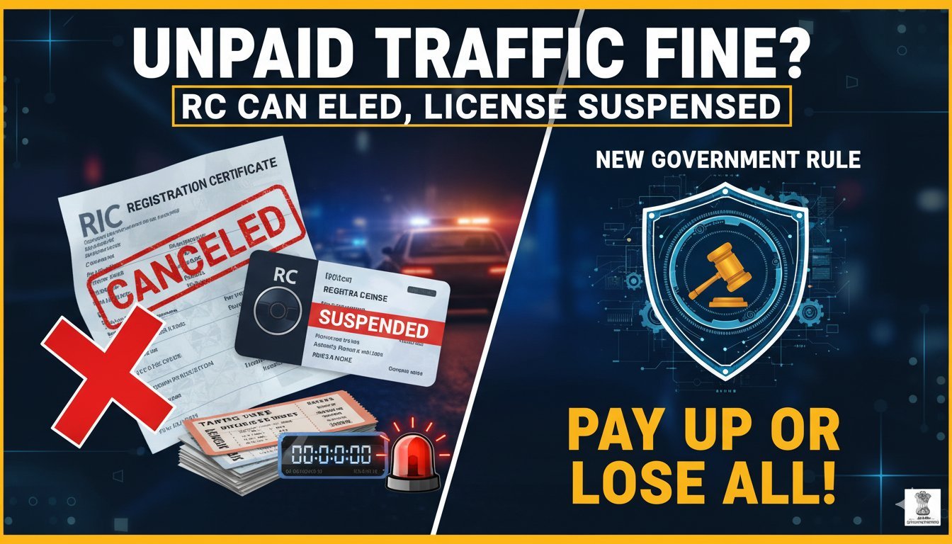 ट्रैफिक पुलिस अनपेड चालान के लिए वाहन चेक करती हुई।