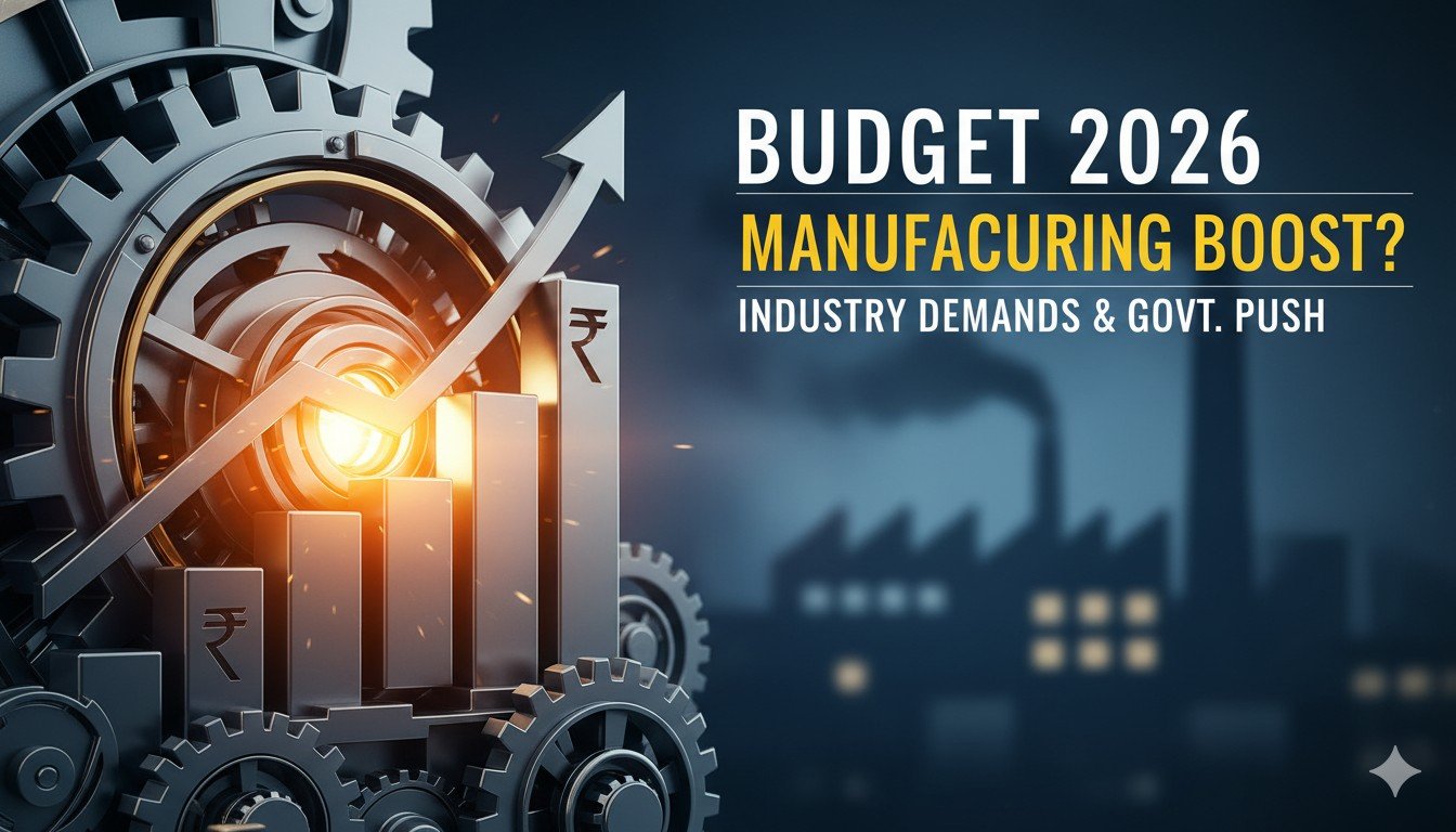 भारतीय बजट 2026 में मैन्युफैक्चरिंग सेक्टर को बूस्ट देने वाली स्कीम्स की चर्चा करते उद्यमी और सरकारी अधिकारी।