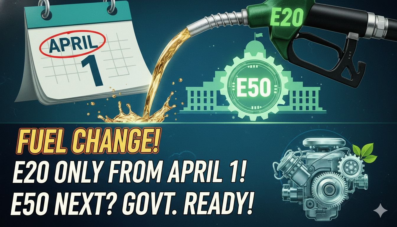 1 अप्रैल 2026 से अनिवार्य E20 पेट्रोल पंप पर उपलब्ध, 20% एथनॉल ब्लेंड वाला फ्यूल