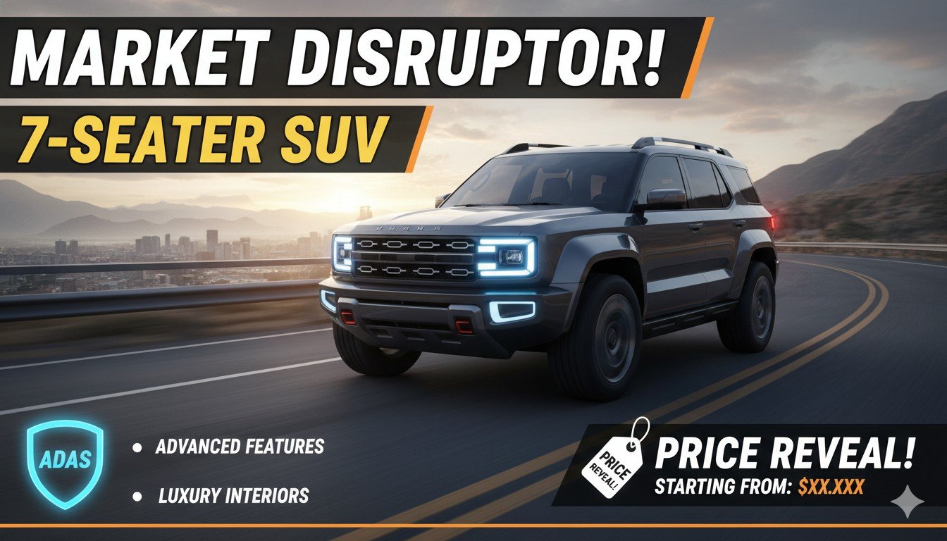 MG Majestor 7-सीटर SUV फ्रंट व्यू दिखाते हुए, ADAS और पैनोरमिक सनरूफ के साथ प्रीमियम लुक वाली गाड़ी