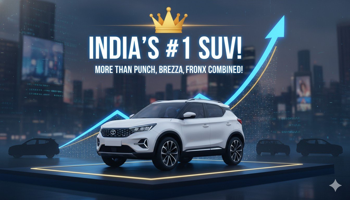 टाटा नेक्सन SUV कार का फ्रंट व्यू, जनवरी 2026 में भारत की सबसे ज्यादा बिकने वाली SUV