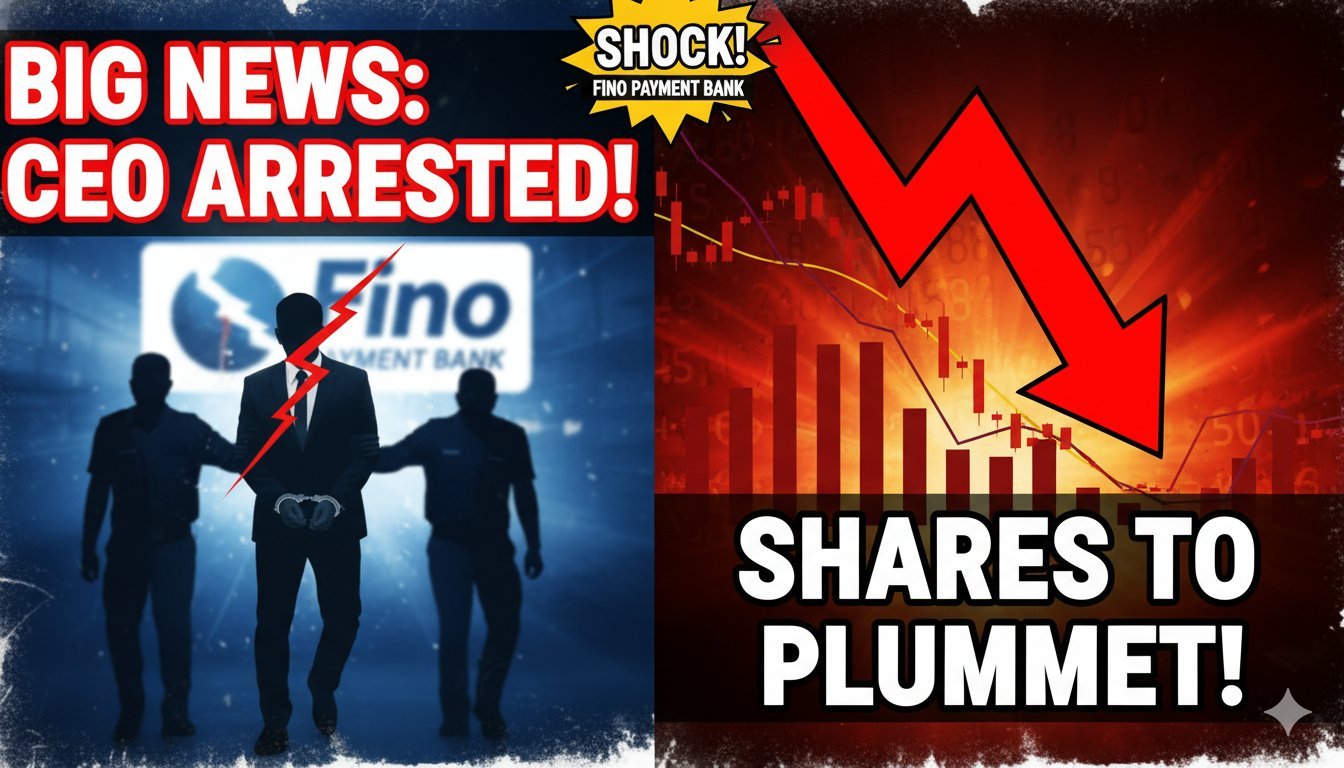 फिनो पेमेंट्स बैंक के CEO रिशी गुप्ता की गिरफ्तारी से जुड़ी न्यूज इमेज, GST जांच और शेयर गिरावट