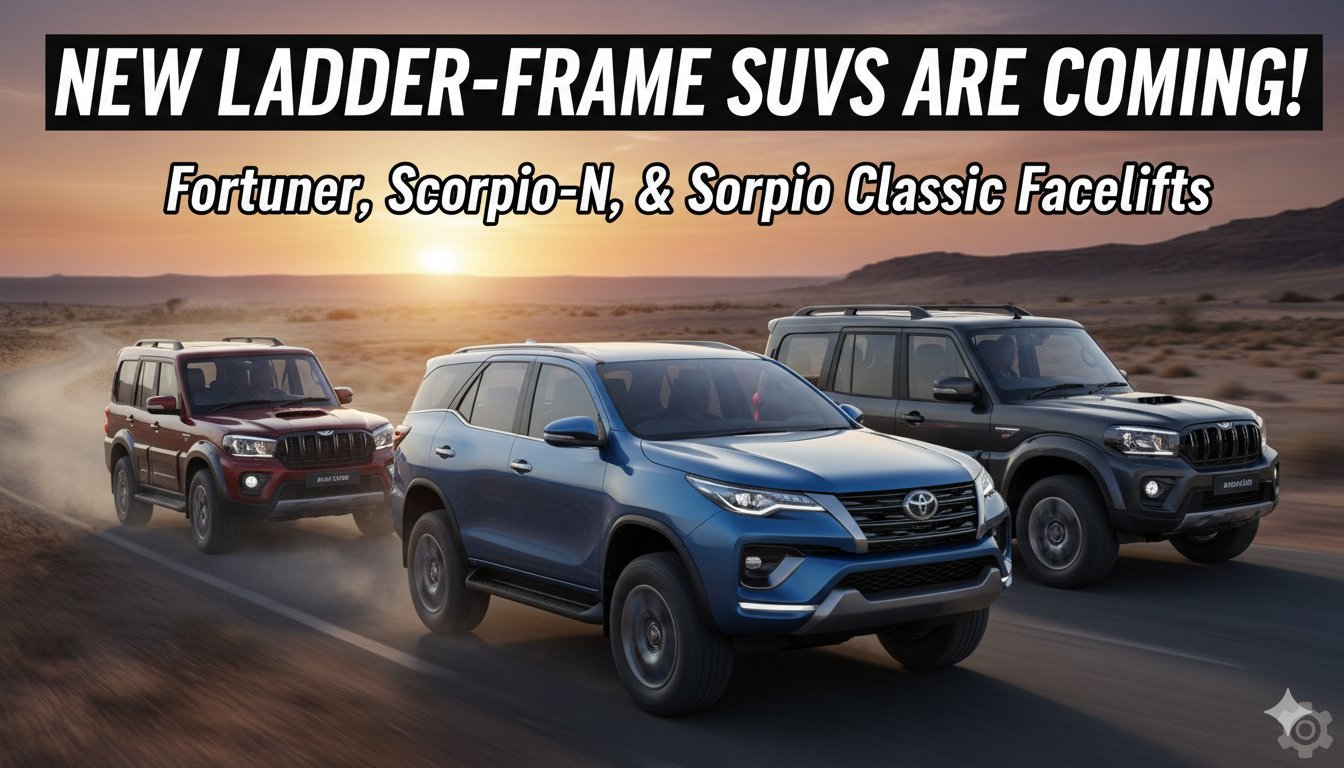 नई Toyota Fortuner, Mahindra Scorpio-N फेसलिफ्ट और Scorpio Classic की साइड बाय साइड इमेज, लैडर-फ्रेम SUV सेगमेंट 2026