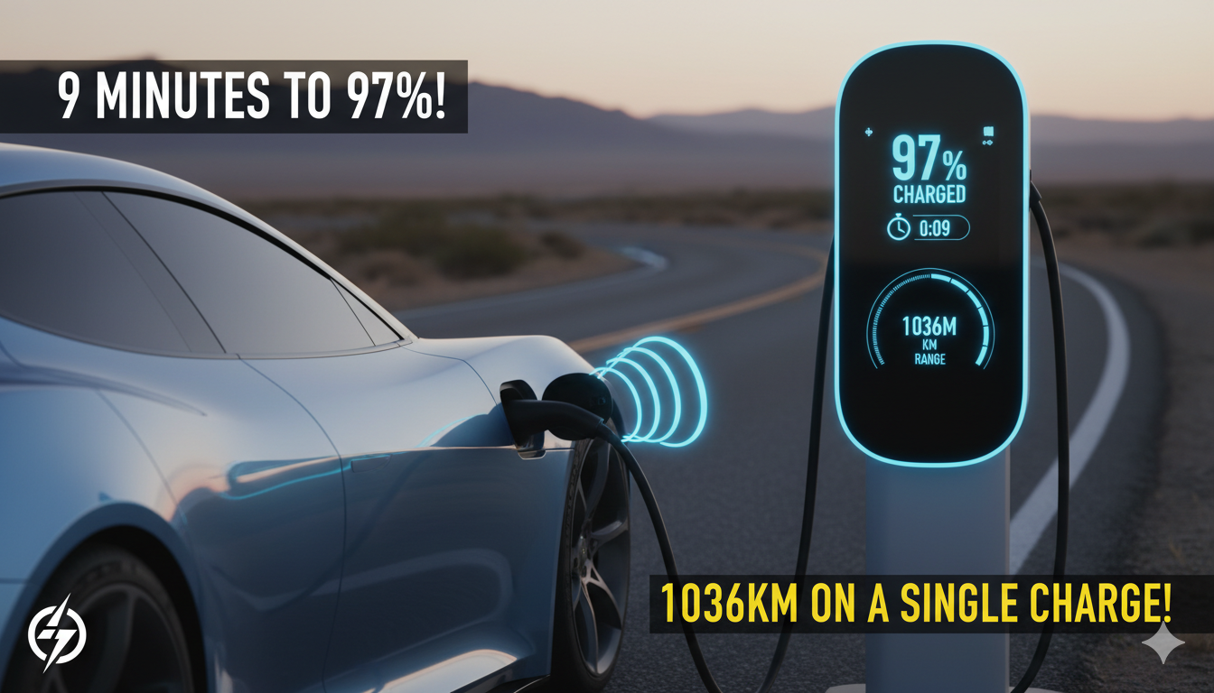 BYD की दूसरी पीढ़ी की Blade Battery से लैस Denza Z9GT इलेक्ट्रिक कार, 9 मिनट चार्जिंग और 1036 किमी रेंज दिखाती हुई