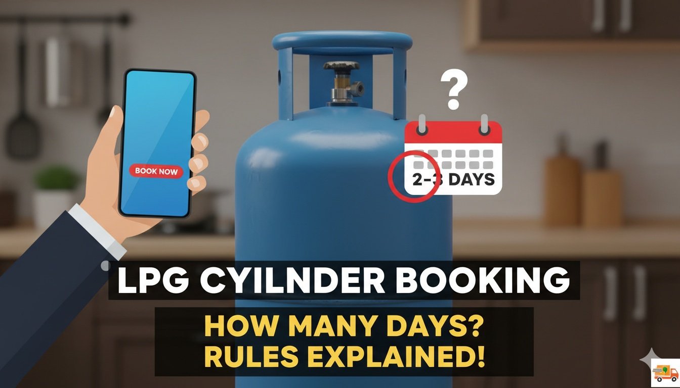एलपीजी गैस सिलेंडर डिलीवरी बॉय घर पर सिलेंडर पहुंचाते हुए, भारत में नए बुकिंग नियमों के साथ