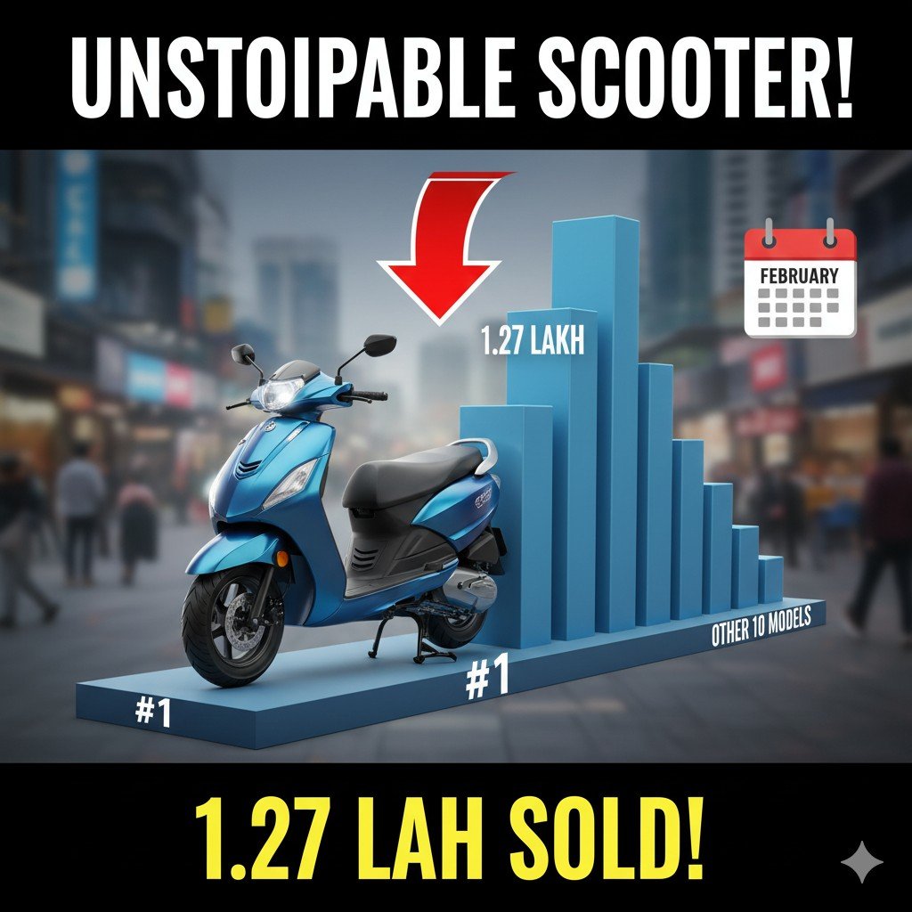 TVS Jupiter स्कूटर की फरवरी 2026 सेल्स में नंबर-2 पोजीशन, 1.27 लाख यूनिट्स बिकी