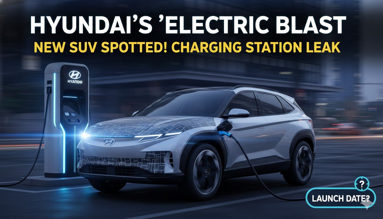 हुंडई की नई इलेक्ट्रिक SUV चार्जिंग स्टेशन पर टेस्टिंग के दौरान स्पॉट हुई, गोवा में कैमोफ्लाज में कैद